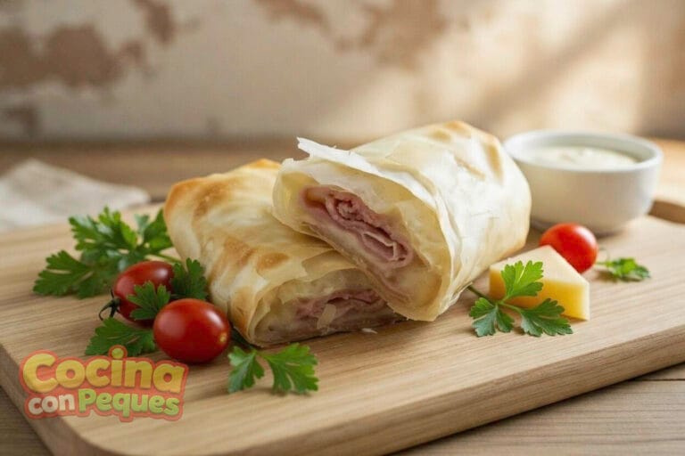 Súper Rollitos Crujientes de Jamón y Queso