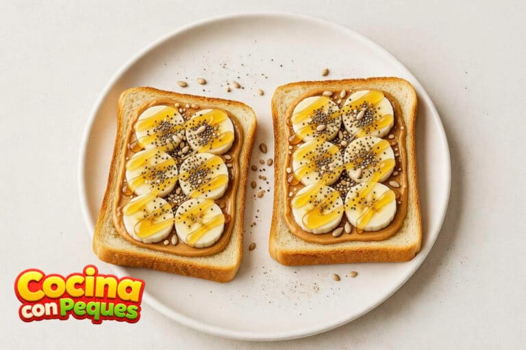 Tostada de plátano y crema de cacahuete (versión para niños)