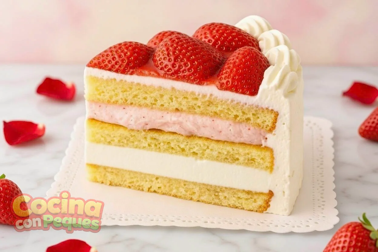 Tarta casera de fresas con nata para niños